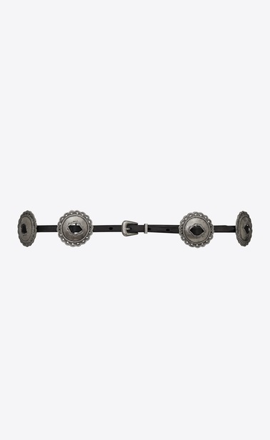 Western-style belt with conchos in smooth leather